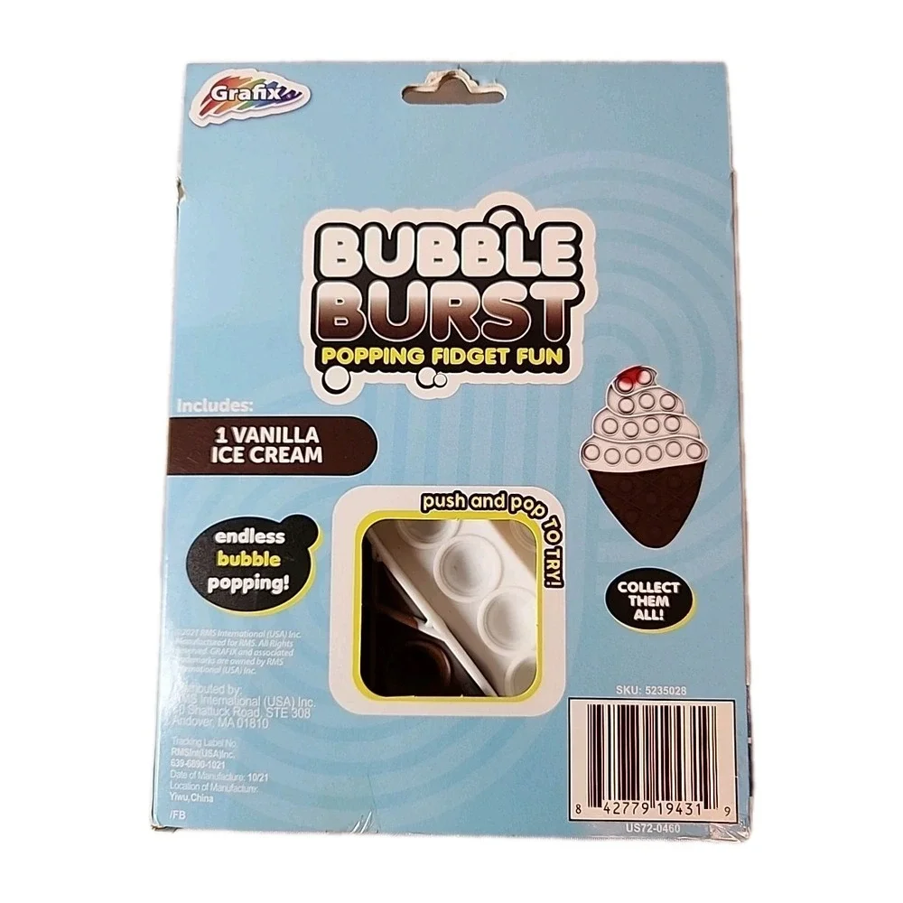 New Bubble Burst Popping Fidget Popper Fun Ice Cream Yum! Fun Sensory Play! NIB